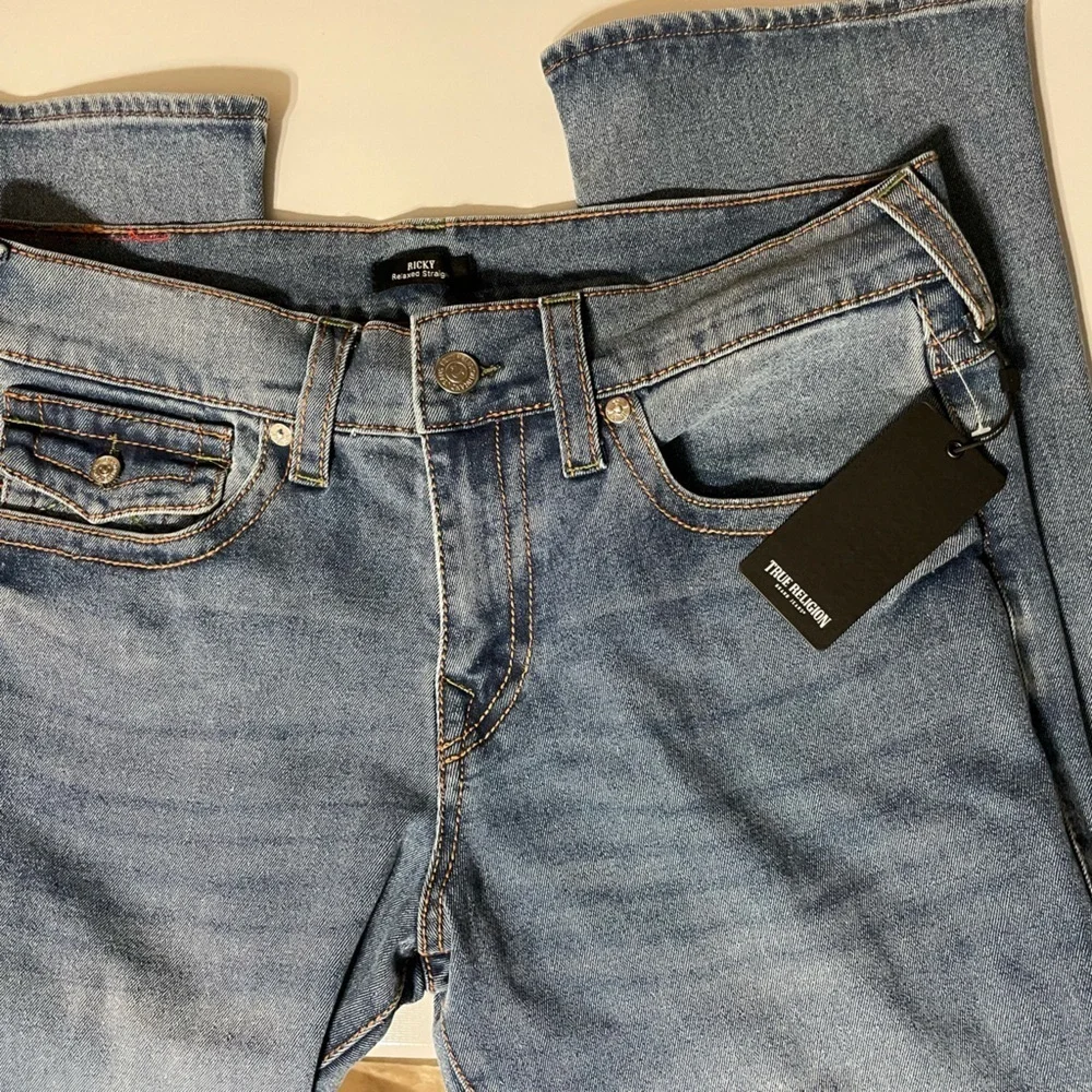 True Religion Ricky Big T Flap Jeans Medium Dusty Wash New